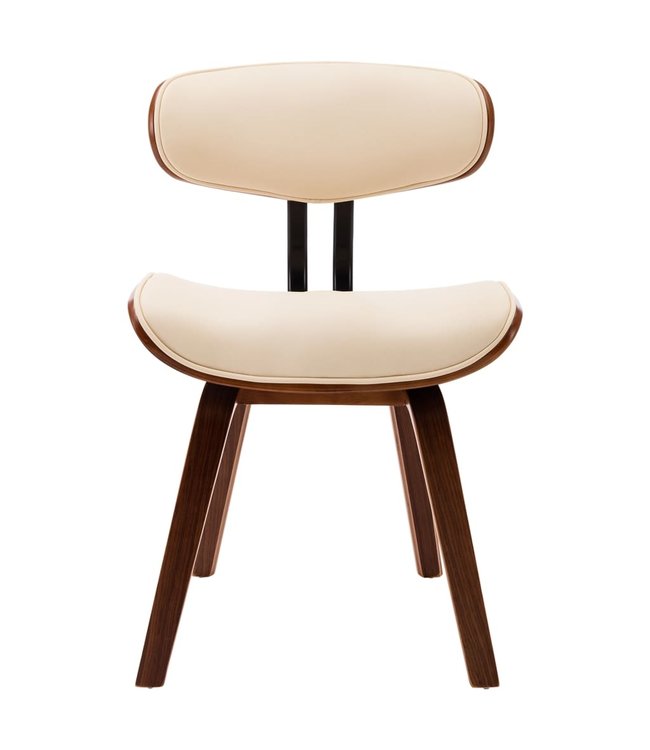 Eetkamerstoelen 4 st gebogen hout en kunstleer crème