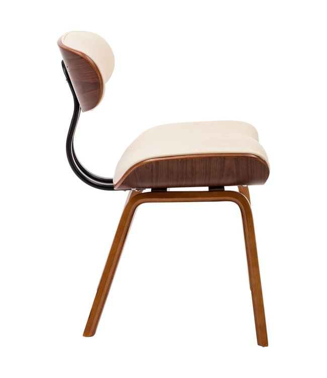 Eetkamerstoelen 4 st gebogen hout en kunstleer crème