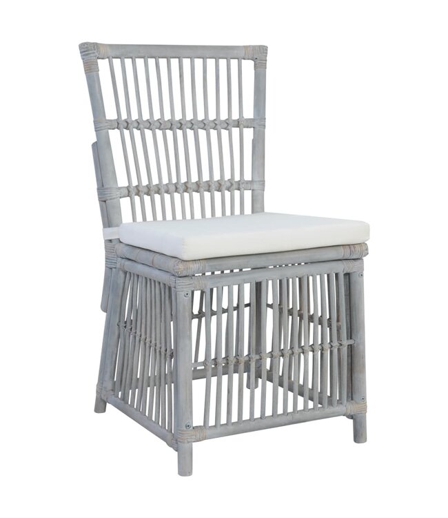 Eetkamerstoelen met kussens 6 st natuurlijk rattan grijs