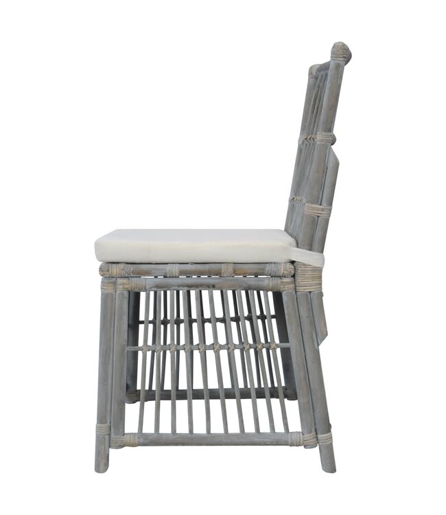 Eetkamerstoelen met kussens 6 st natuurlijk rattan grijs