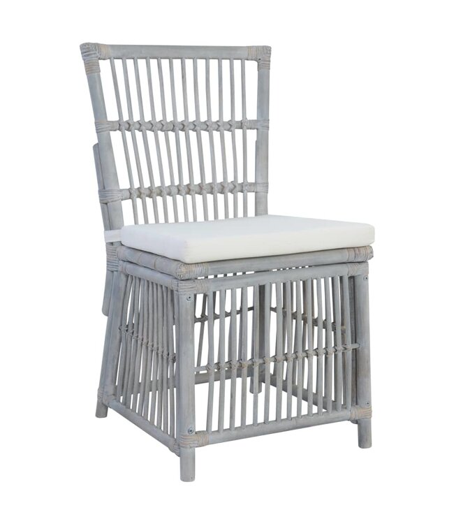 Eetkamerstoelen met kussens 4 st natuurlijk rattan grijs