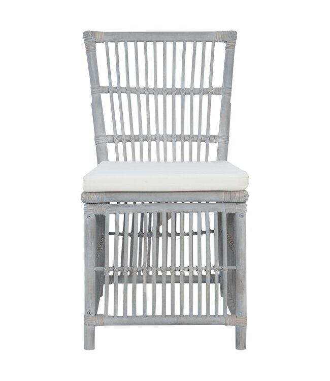 Eetkamerstoelen met kussens 4 st natuurlijk rattan grijs