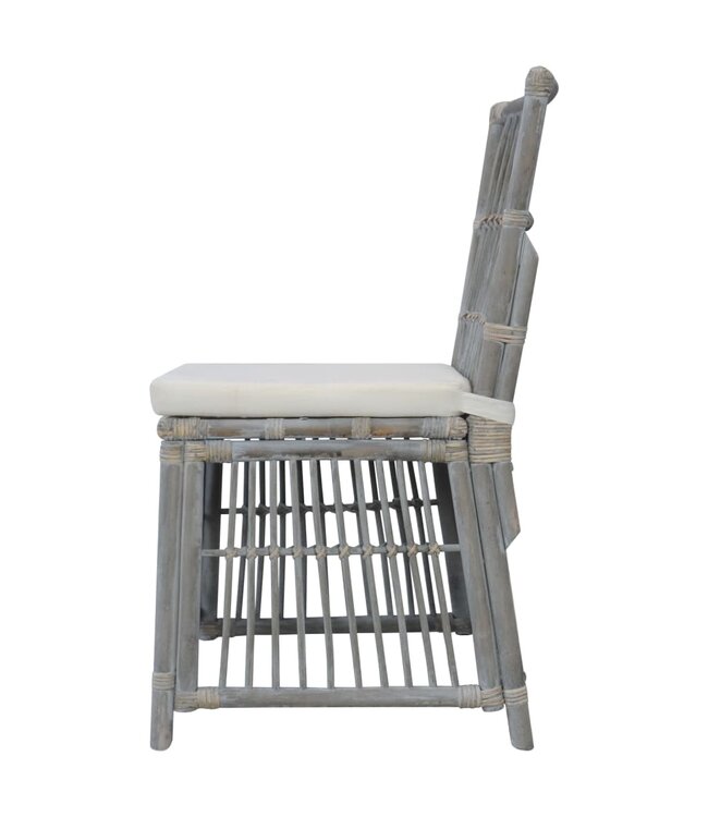 Eetkamerstoelen met kussens 4 st natuurlijk rattan grijs