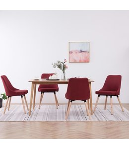 Eetkamerstoelen 4 st stof wijnrood