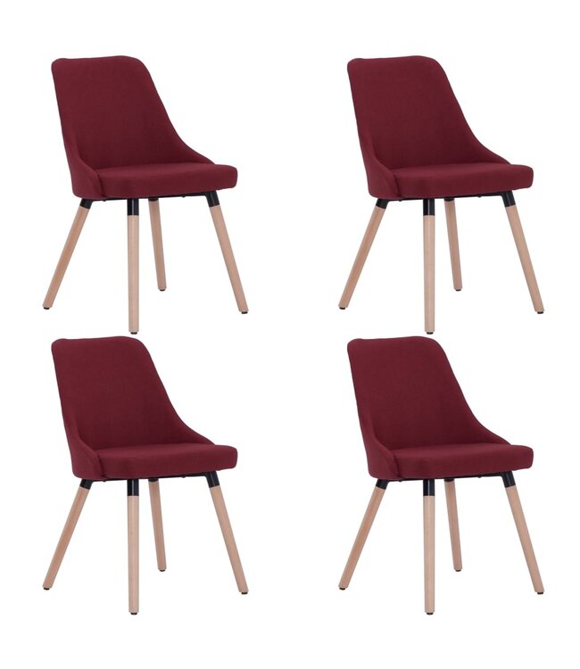Eetkamerstoelen 4 st stof wijnrood