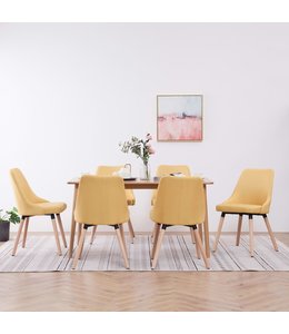Eetkamerstoelen 6 st stof geel