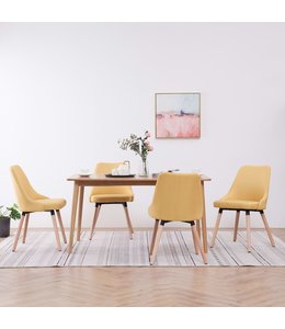 Eetkamerstoelen 4 st stof geel