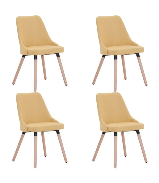 Eetkamerstoelen 4 st stof geel