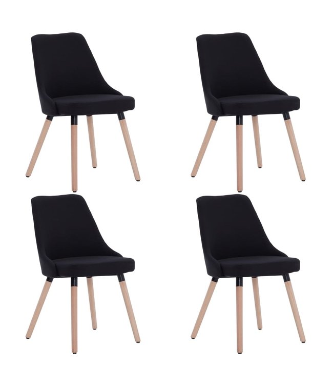 Eetkamerstoelen 4 st stof zwart