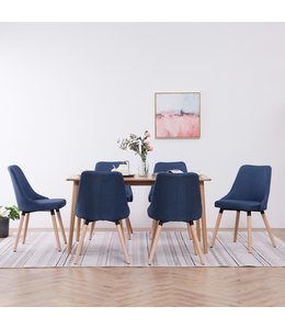 Eetkamerstoelen 6 st stof blauw