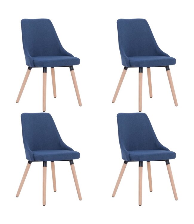 Eetkamerstoelen 4 st stof blauw