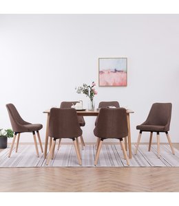 Eetkamerstoelen 6 st stof bruin