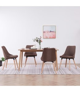 Eetkamerstoelen 4 st stof bruin