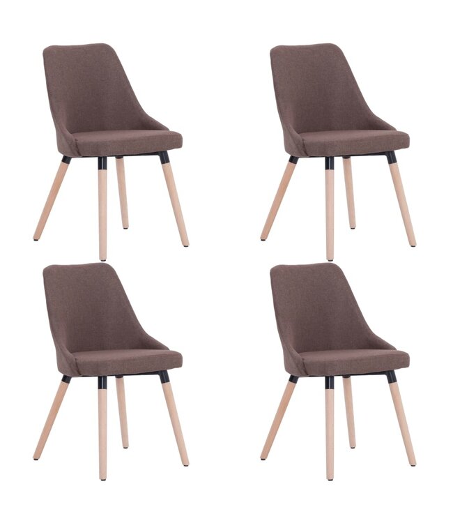 Eetkamerstoelen 4 st stof bruin