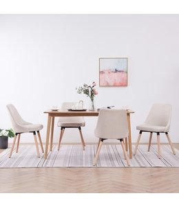Eetkamerstoelen 4 st stof crème