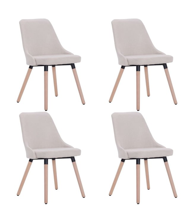 Eetkamerstoelen 4 st stof crème