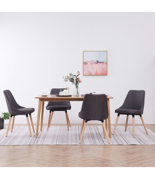 Eetkamerstoelen 4 st stof donkergrijs