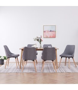 Eetkamerstoelen 6 st stof lichtgrijs