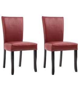 Eetkamerstoelen 2 st kunstleer wijnrood