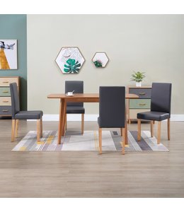 Eetkamerstoelen 4 st kunstleer grijs