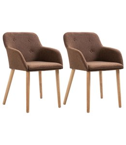 Eetkamerstoelen 2 st stof en massief eikenhout bruin
