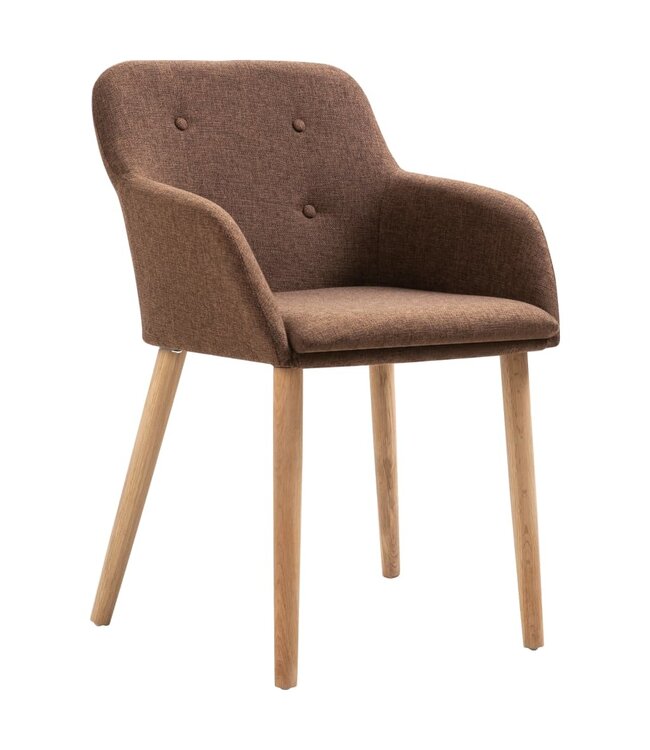 Eetkamerstoelen 2 st stof en massief eikenhout bruin