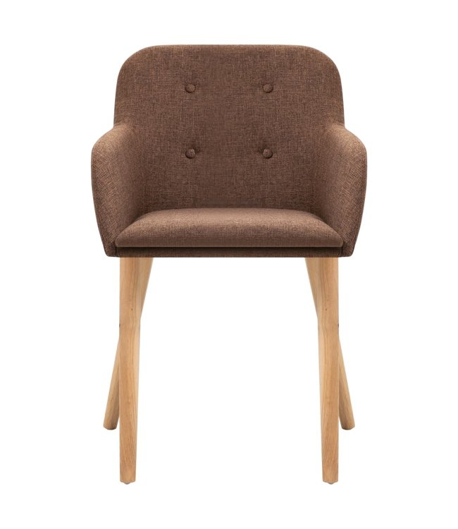 Eetkamerstoelen 2 st stof en massief eikenhout bruin