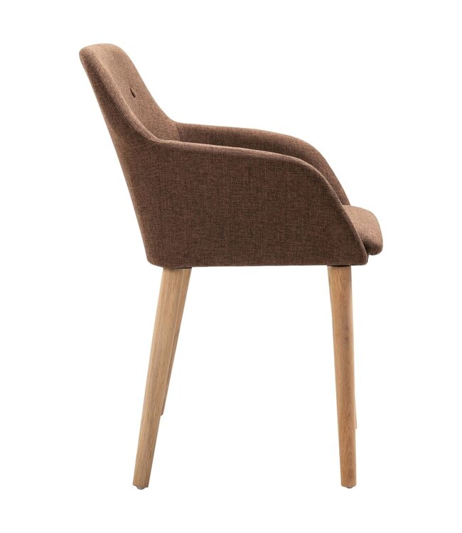Eetkamerstoelen 2 st stof en massief eikenhout bruin