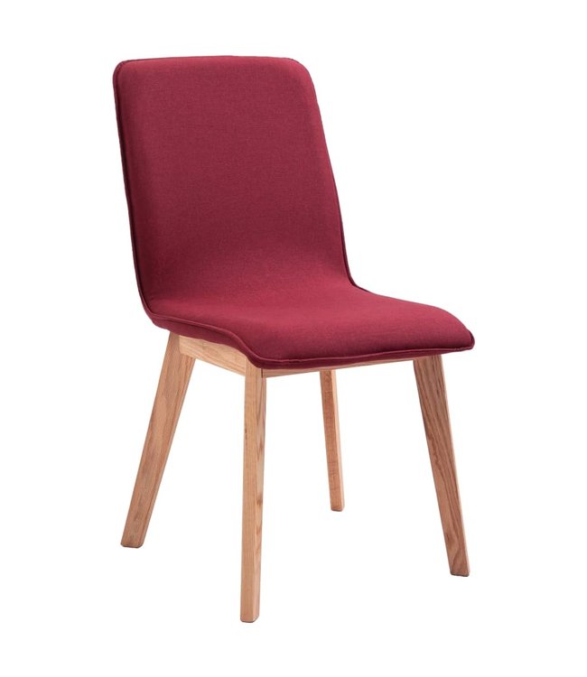 Eetkamerstoelen 4 st stof en massief eikenhout rood