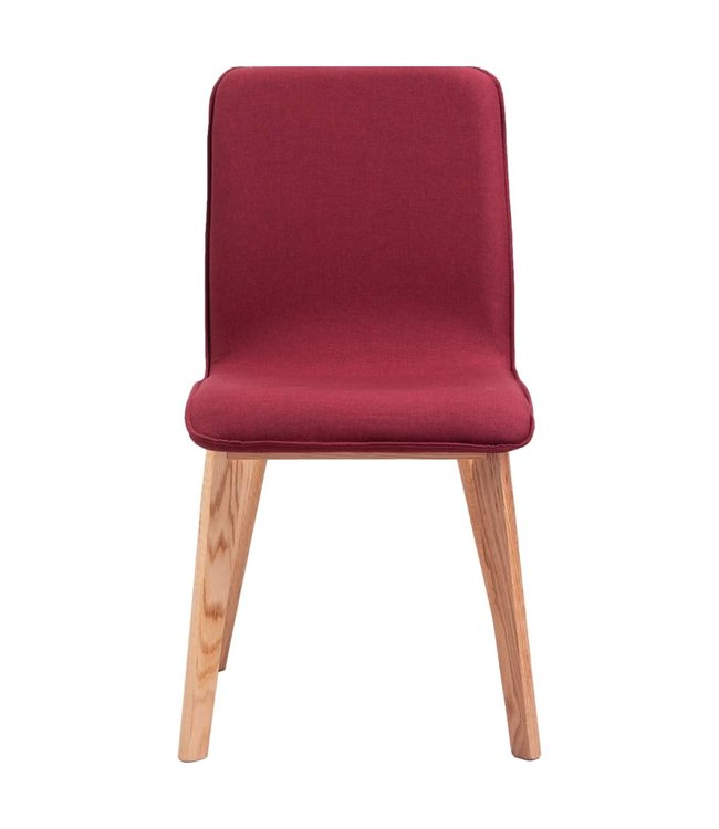 Eetkamerstoelen 4 st stof en massief eikenhout rood