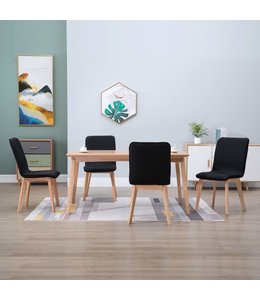 Eetkamerstoelen 4 st stof en massief eikenhout zwart