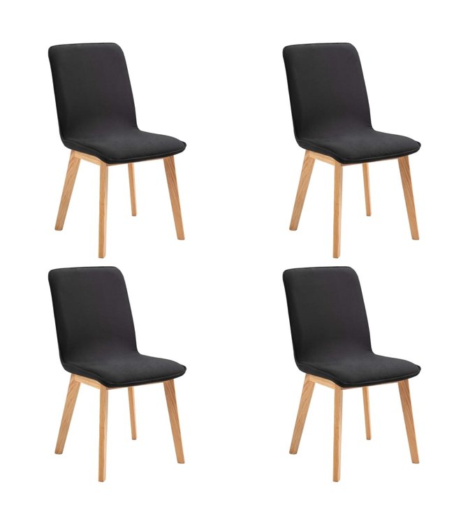 Eetkamerstoelen 4 st stof en massief eikenhout zwart