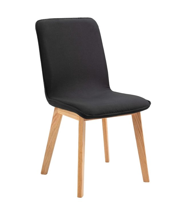 Eetkamerstoelen 4 st stof en massief eikenhout zwart