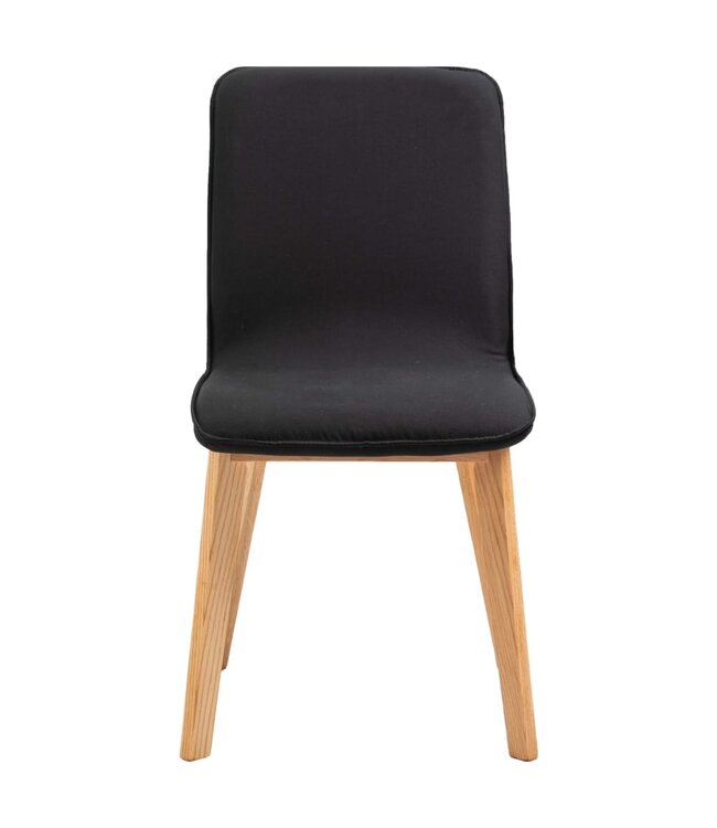Eetkamerstoelen 4 st stof en massief eikenhout zwart