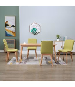 Eetkamerstoelen 4 st stof en massief eikenhout groen
