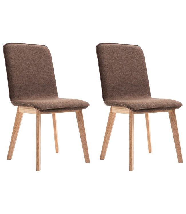 Eetkamerstoelen 2 st stof en massief eikenhout bruin