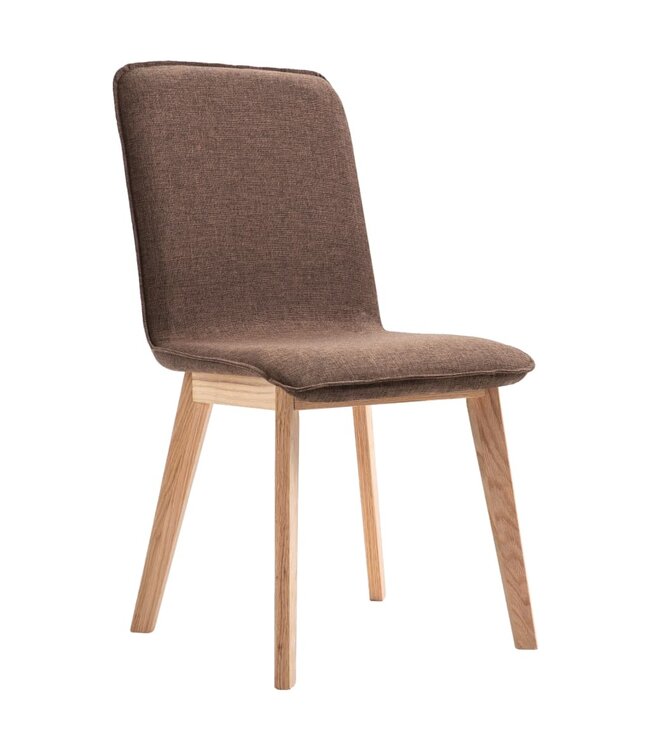 Eetkamerstoelen 2 st stof en massief eikenhout bruin