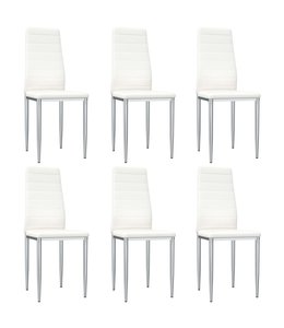 Eetkamerstoelen 6 st kunstleer wit