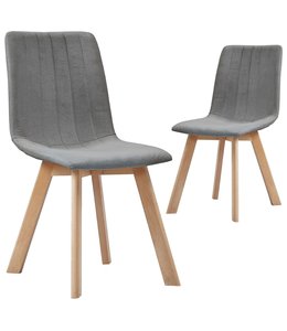 Eetkamerstoelen 2 st stof lichtgrijs