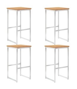 Barstoelen 4 st massief teakhout en roestvrij staal