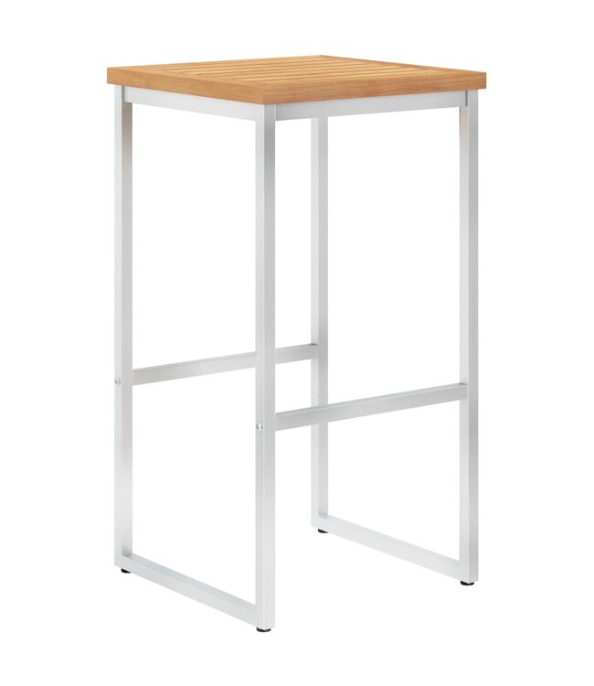 Barstoelen 4 st massief teakhout en roestvrij staal