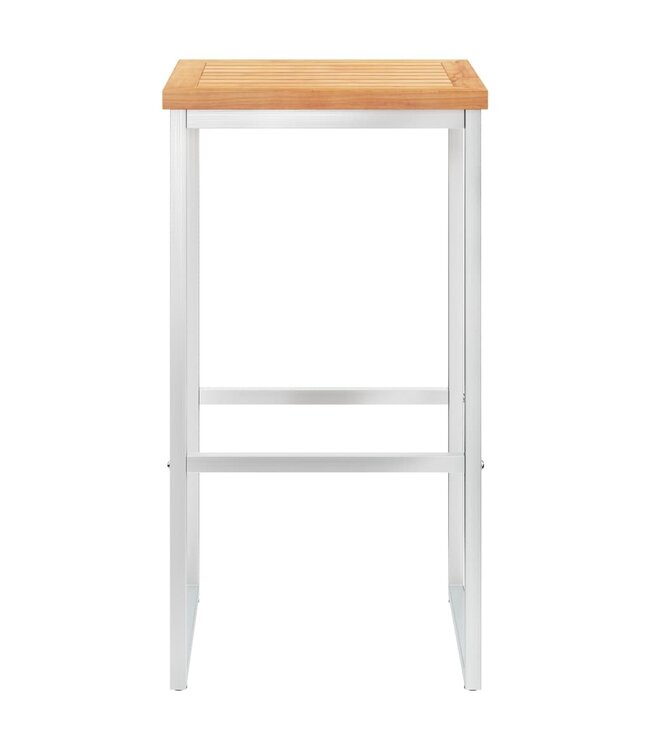 Barstoelen 4 st massief teakhout en roestvrij staal