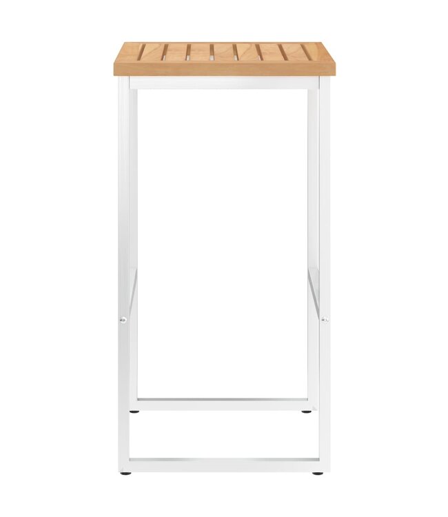 Barstoelen 4 st massief teakhout en roestvrij staal