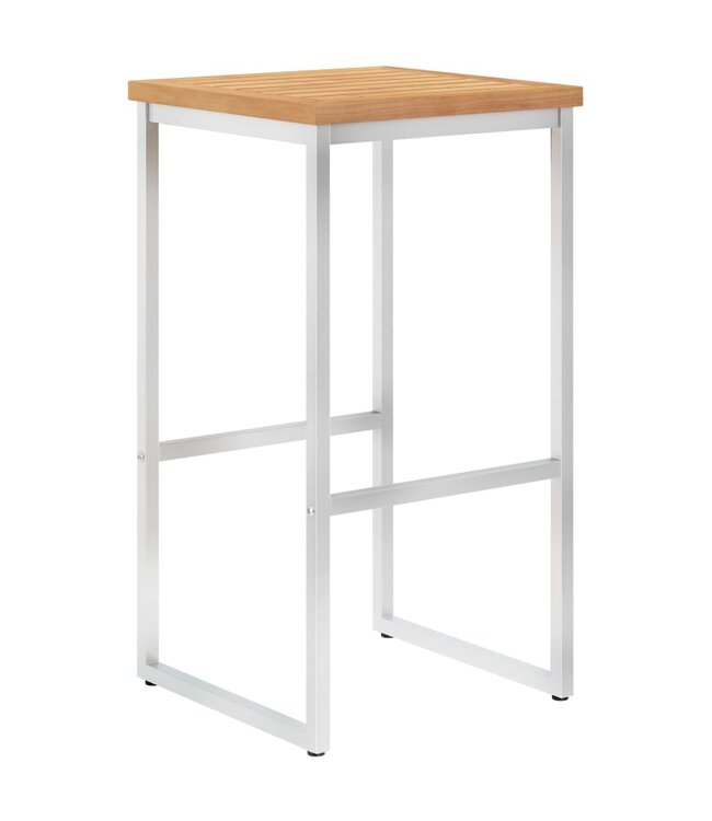 Barstoelen 2 st massief teakhout en roestvrij staal