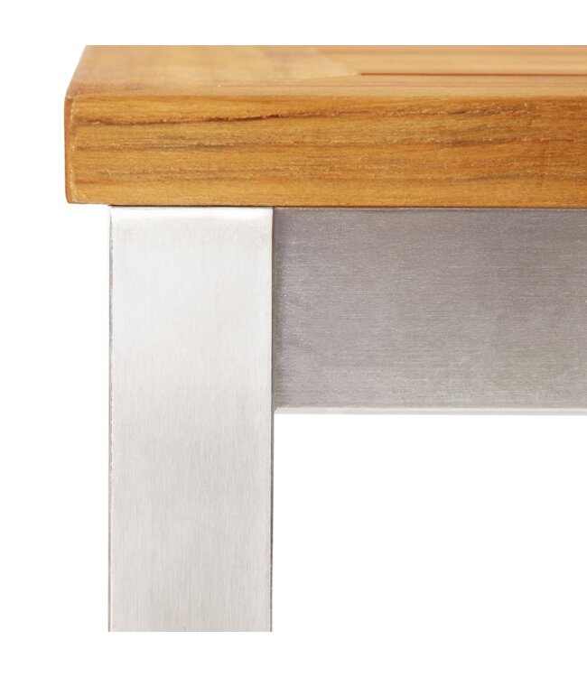 Barstoelen 2 st massief teakhout en roestvrij staal