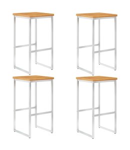 Barstoelen 4 st massief acaciahout en roestvrij staal