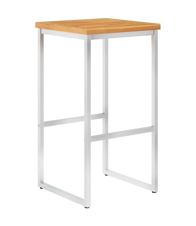 Barstoelen 2 st massief acaciahout en roestvrij staal