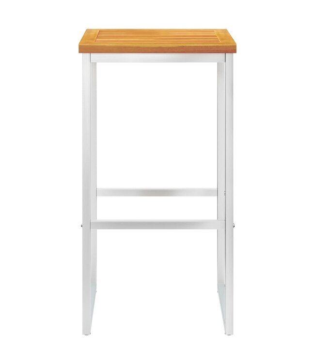 Barstoelen 2 st massief acaciahout en roestvrij staal