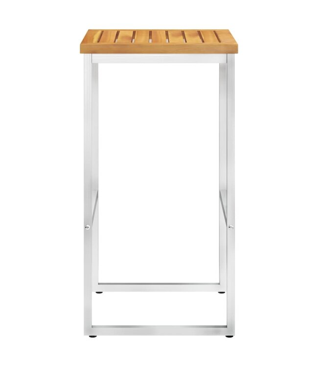 Barstoelen 2 st massief acaciahout en roestvrij staal