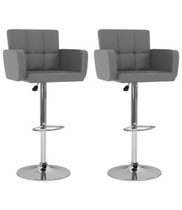 Barkrukken 2 st kunstleer grijs